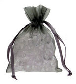 10 Silver Chiffon Favour Bags